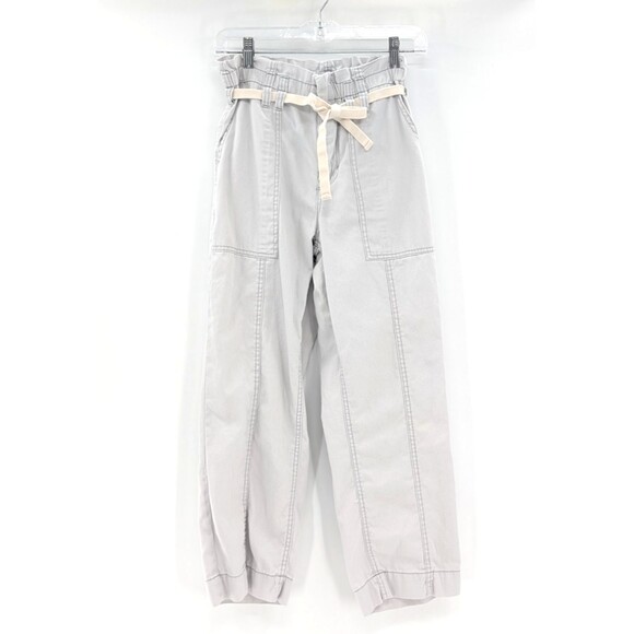 Kensie Jeans The Ella High Rise Gray Straight Ankle Tie Cotton Pants Size 4/27 - Picture 1 of 9